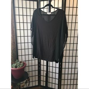 Black Blouse with Chiffon Bat Wings